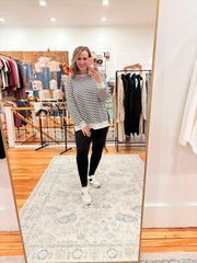 Black Stripe Raglan Sleeve Side Slits Sweatshirt