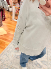 Light Grey Textured Knit Drawstring Cowl Neck Tunic