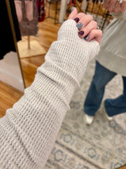 Light Grey Textured Knit Drawstring Cowl Neck Tunic