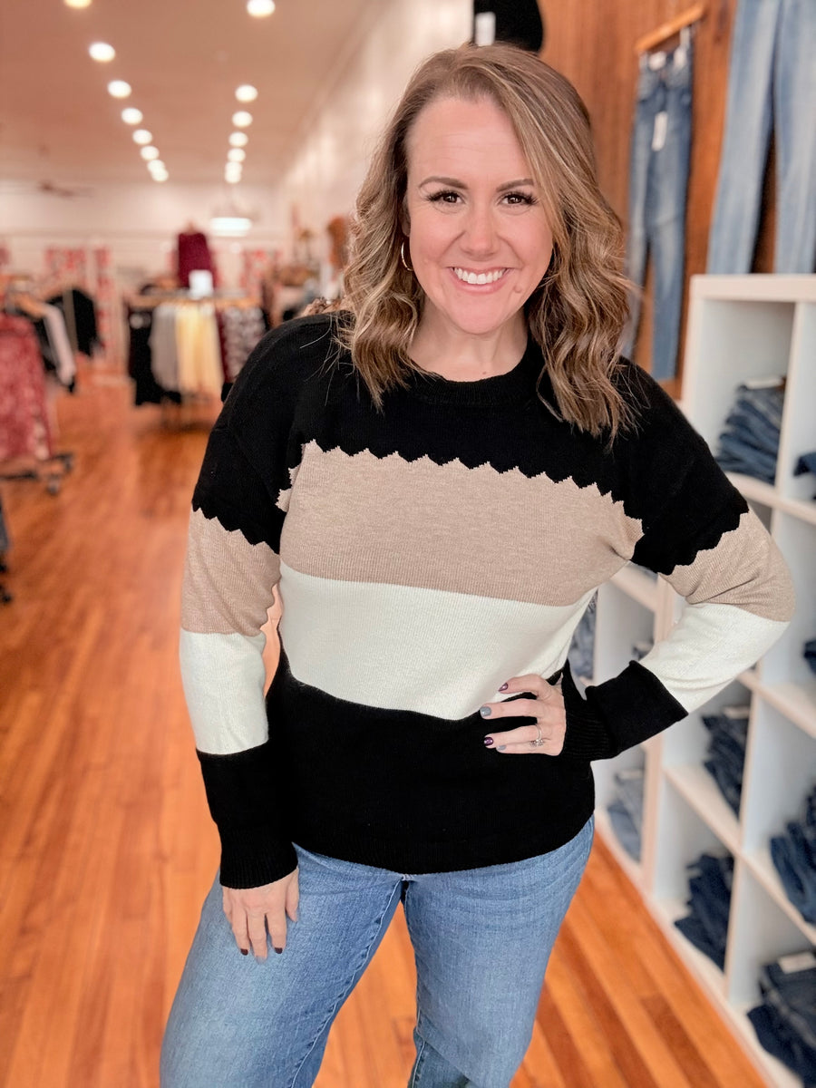 Black Colorblock Sweater