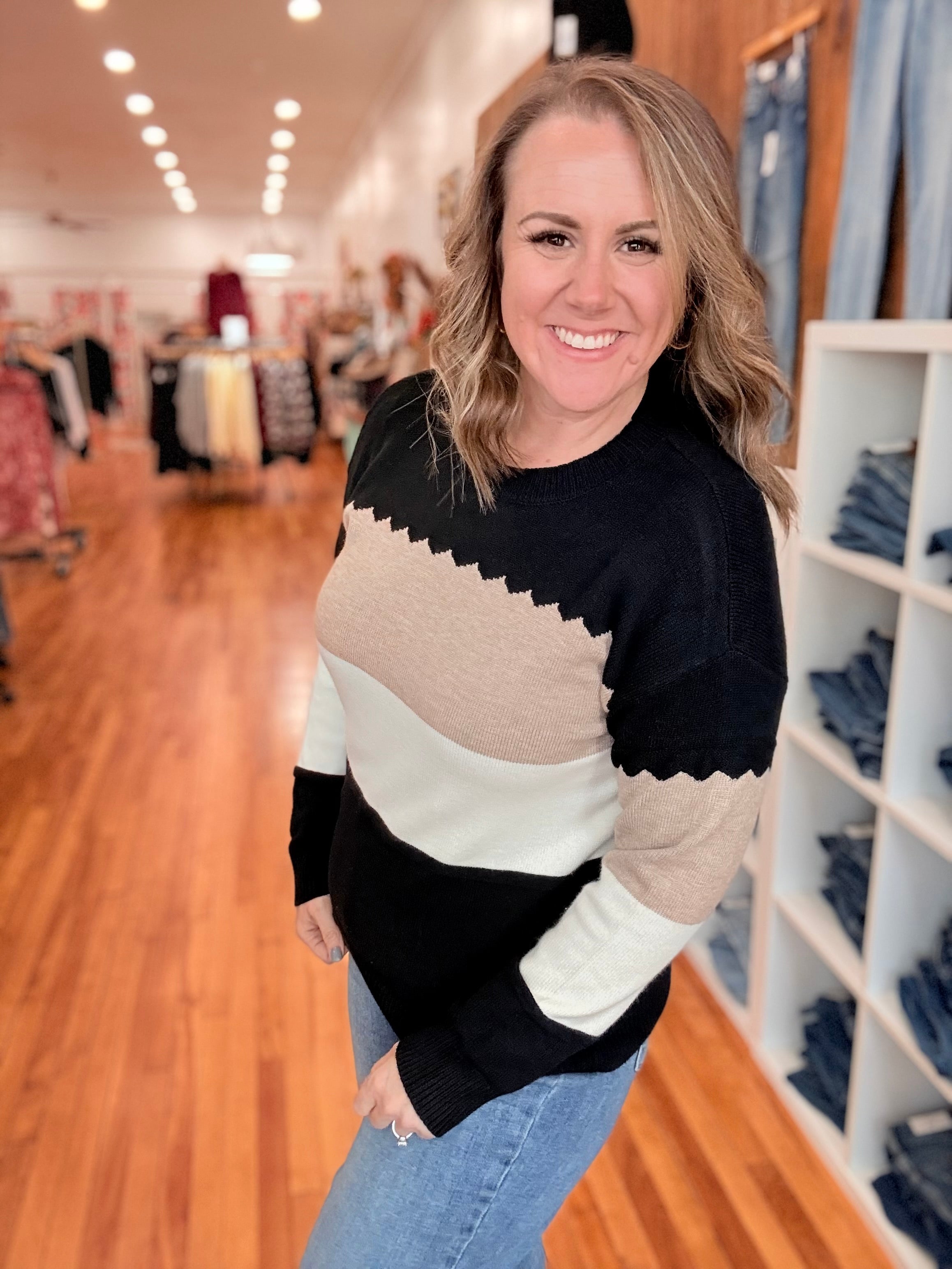 Black Colorblock Sweater