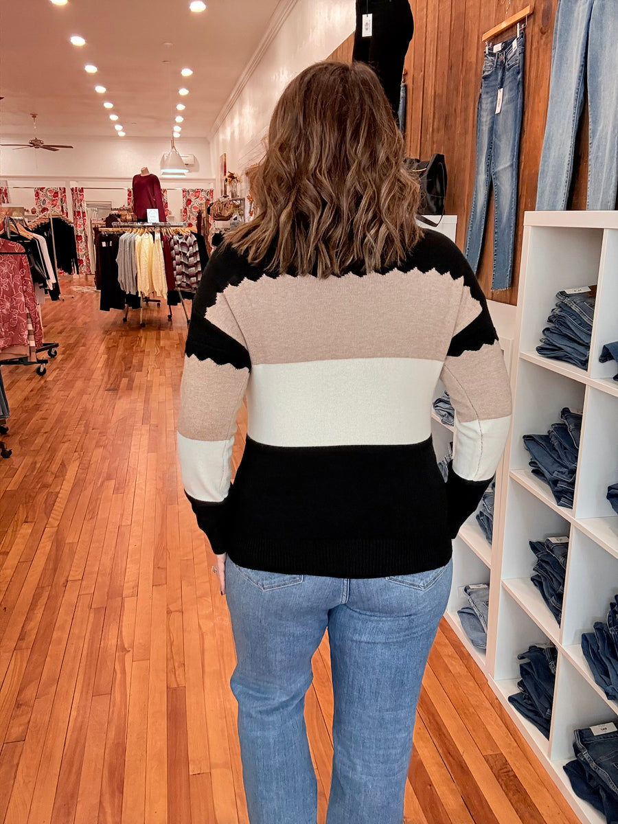 Black Colorblock Sweater