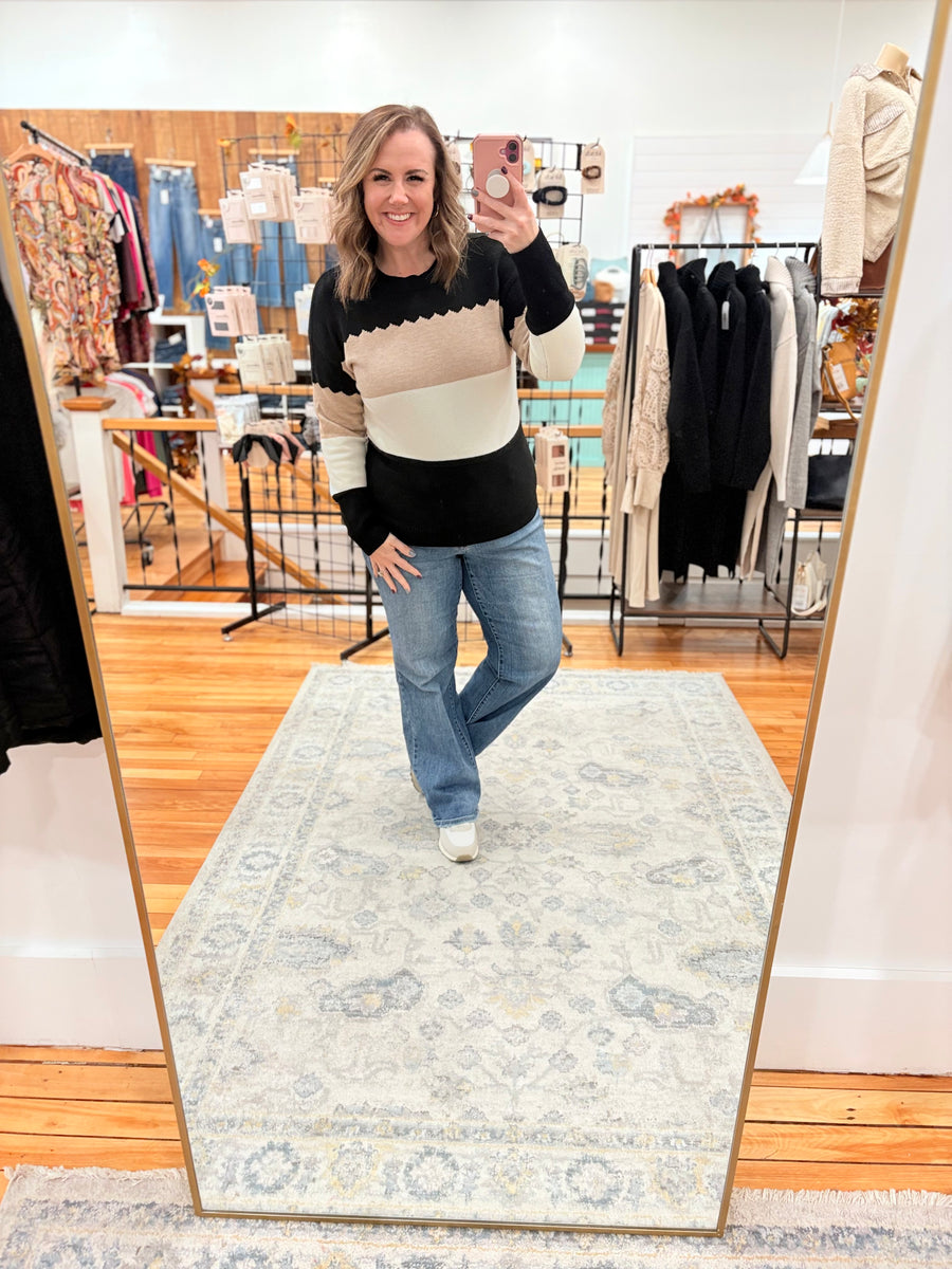 Black Colorblock Sweater