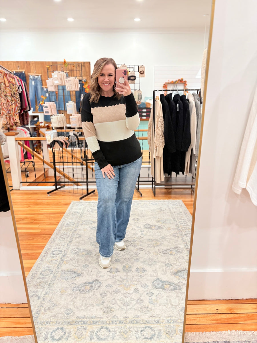 Black Colorblock Sweater