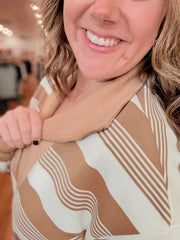 Khaki Stripe Half Zip