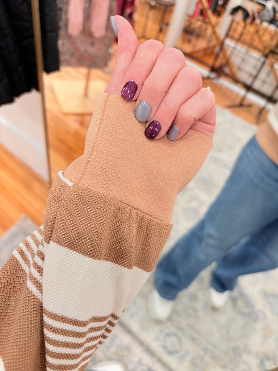 Khaki Stripe Half Zip