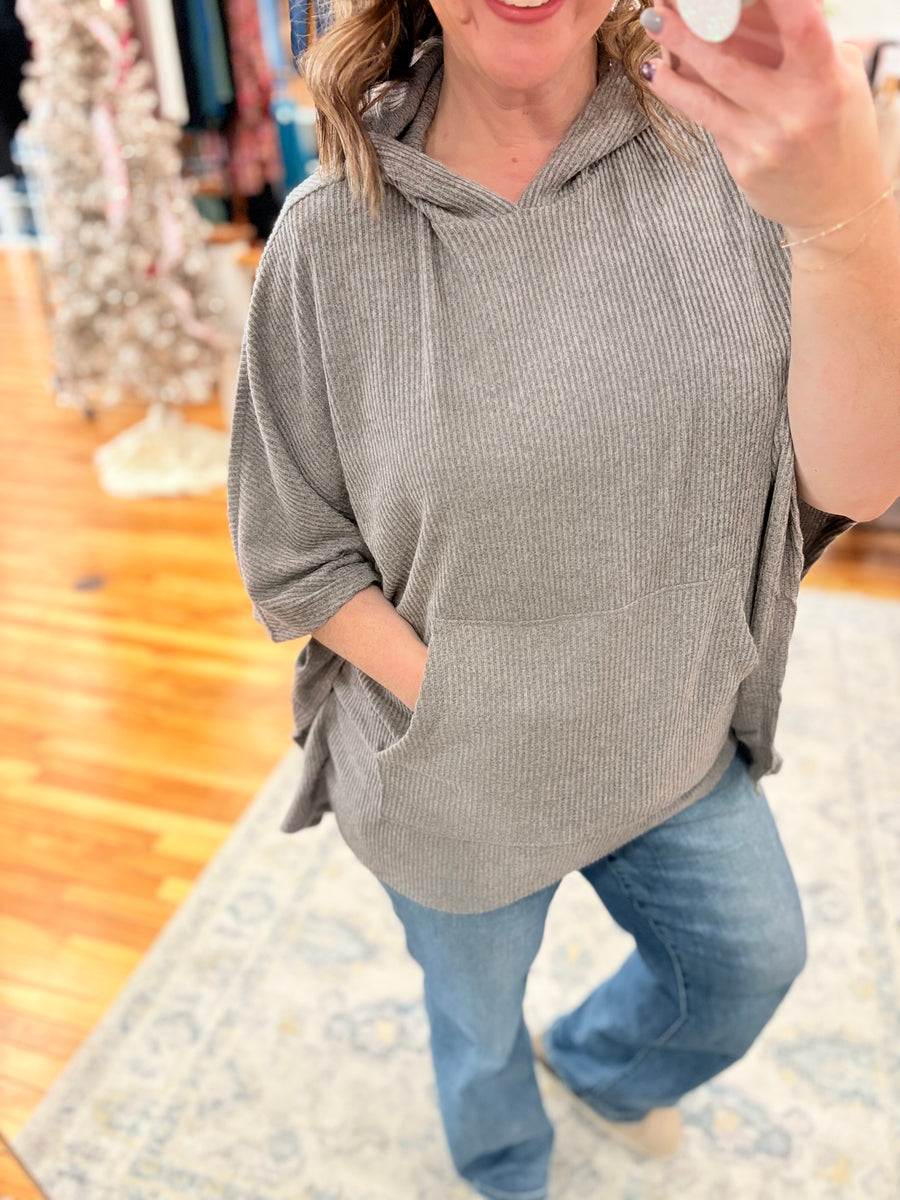 Ribbed Knit Poncho
