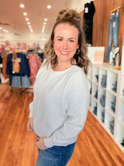 Front Seam Round-Neck Sweater- Ivory