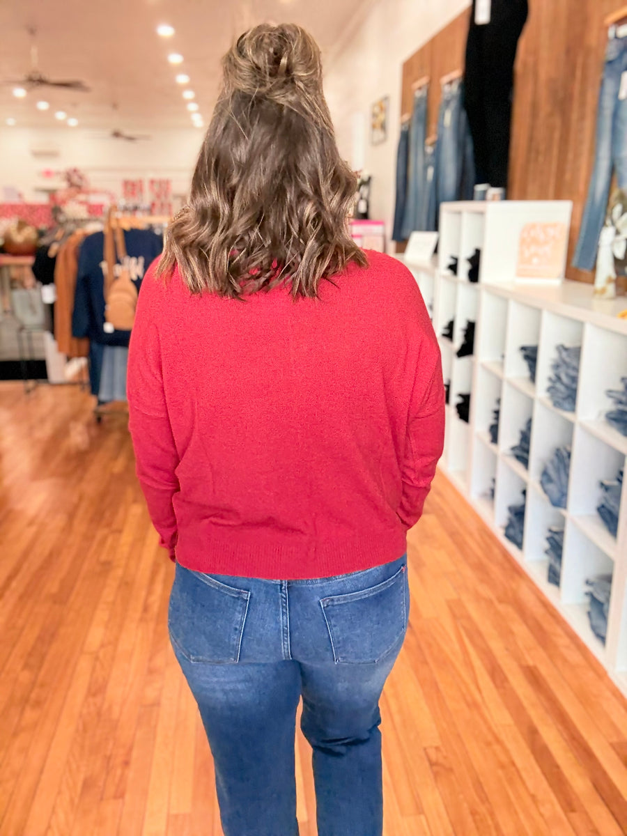 Front Seam Sweater- Red