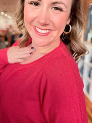 Front Seam Sweater- Red