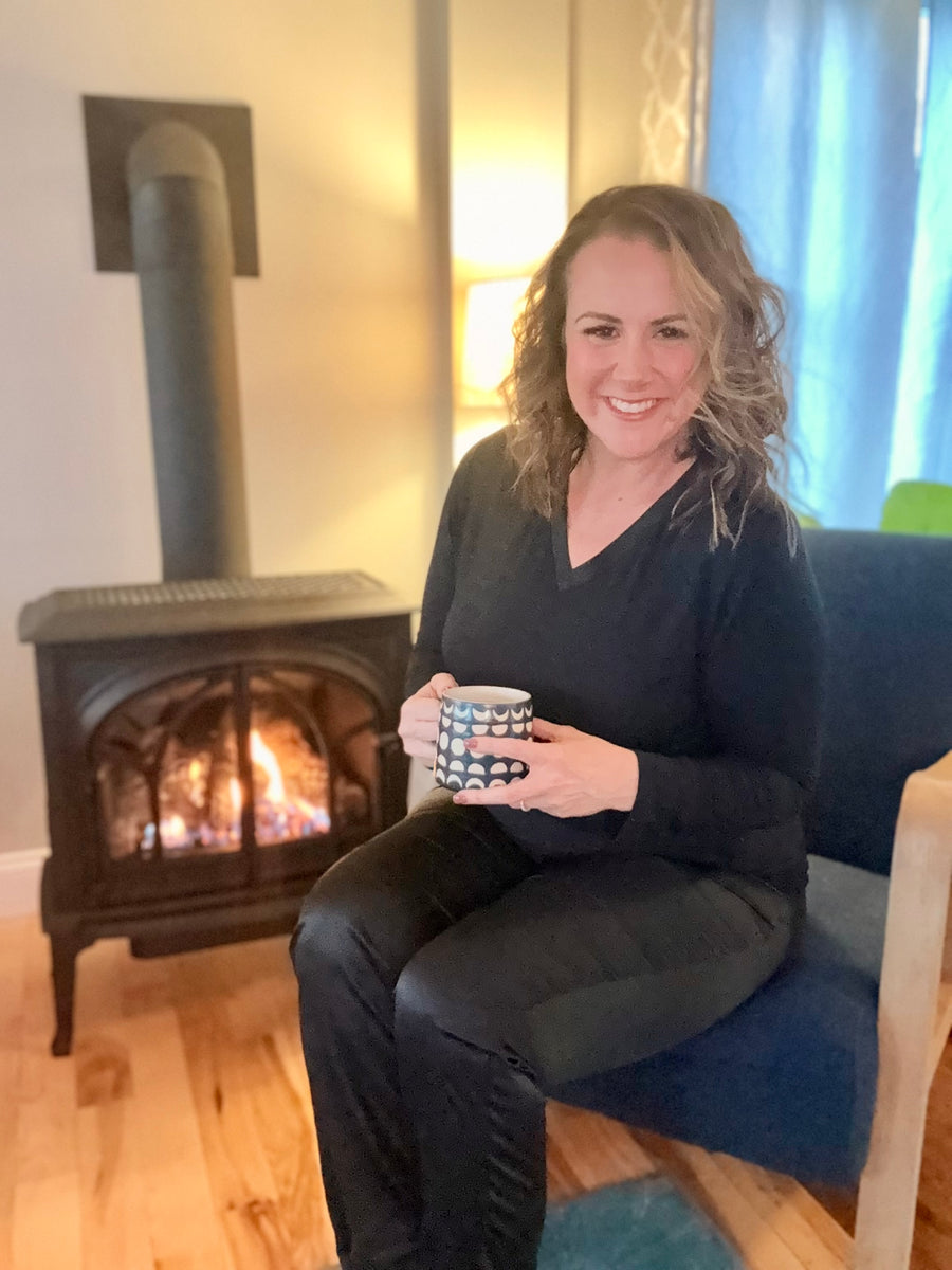 Elysees V Neck Knit Top- Black