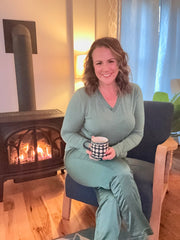 Elysees V Neck Knit Top- Dark Forest