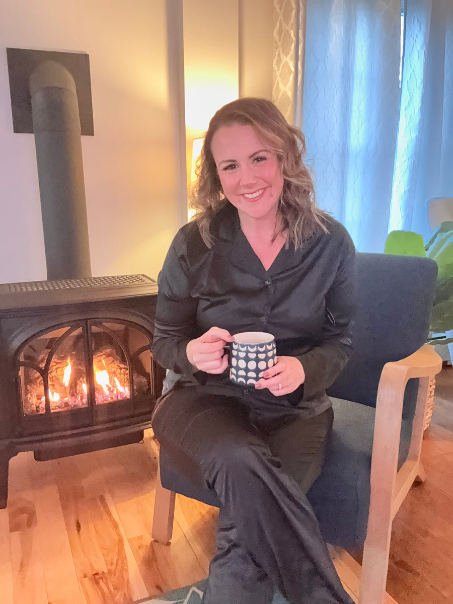 Elysees Satin Collar Top - Black