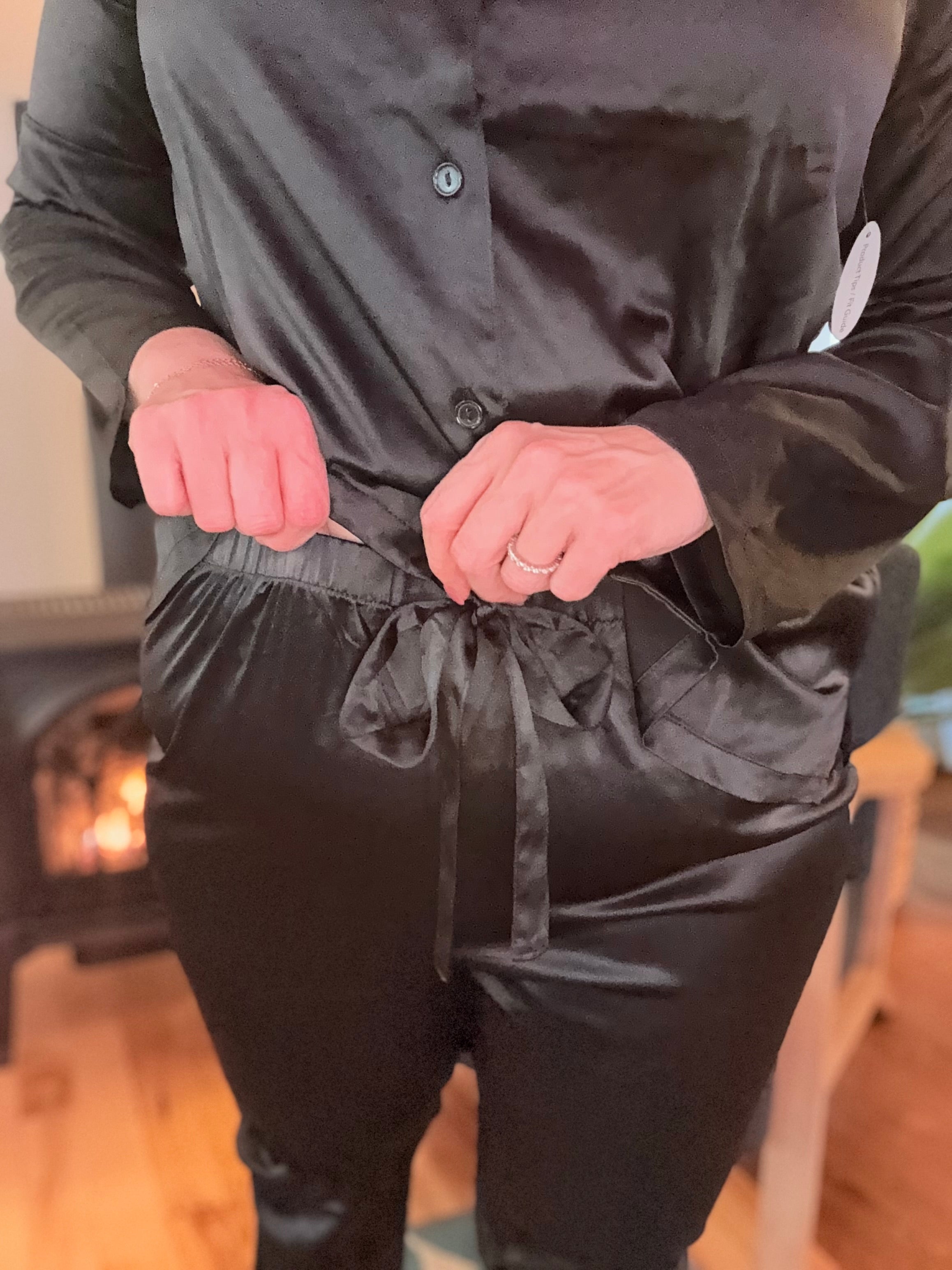 Elysees Satin Wide Leg Pant- Black