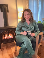 Elysees Satin Collar Top- Dark Forest