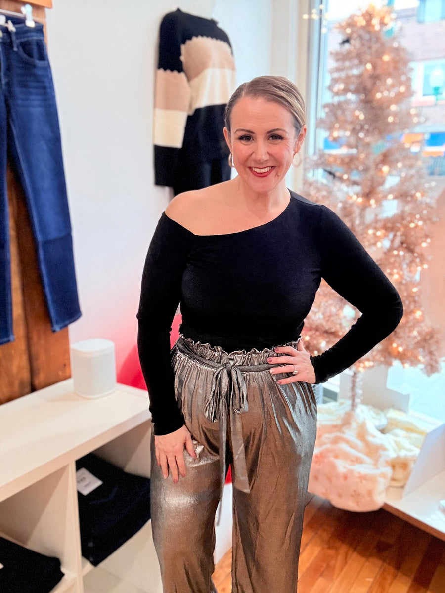 Paper Bag Pants- Silver & Black