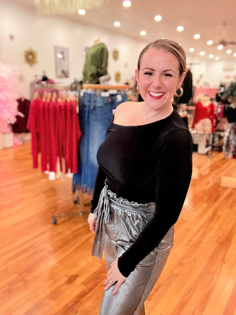 Paper Bag Pants- Silver & Black