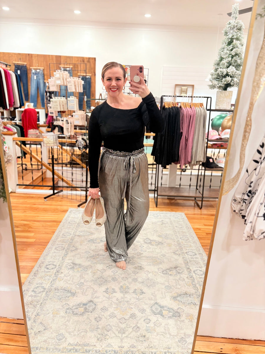 Paper Bag Pants- Silver & Black