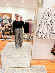 Paper Bag Pants- Silver & Black