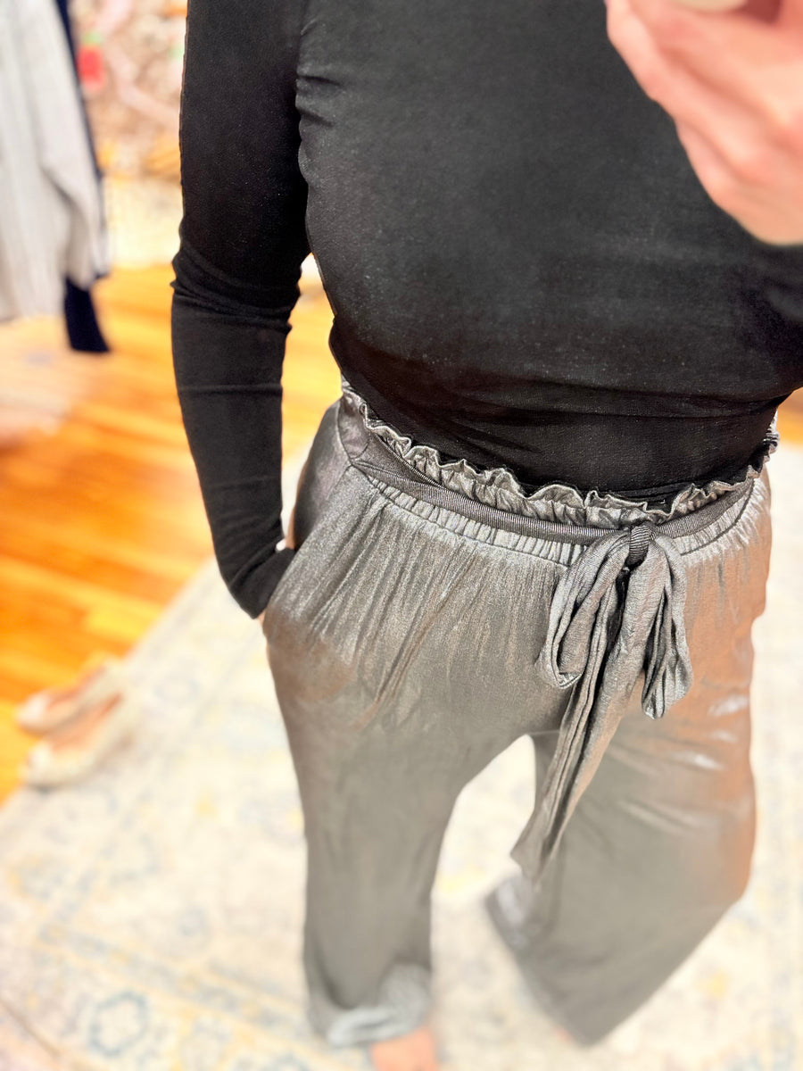 Paper Bag Pants- Silver & Black
