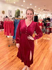 Red Velvet Midi Dress