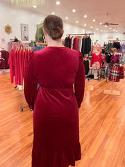 Red Velvet Midi Dress