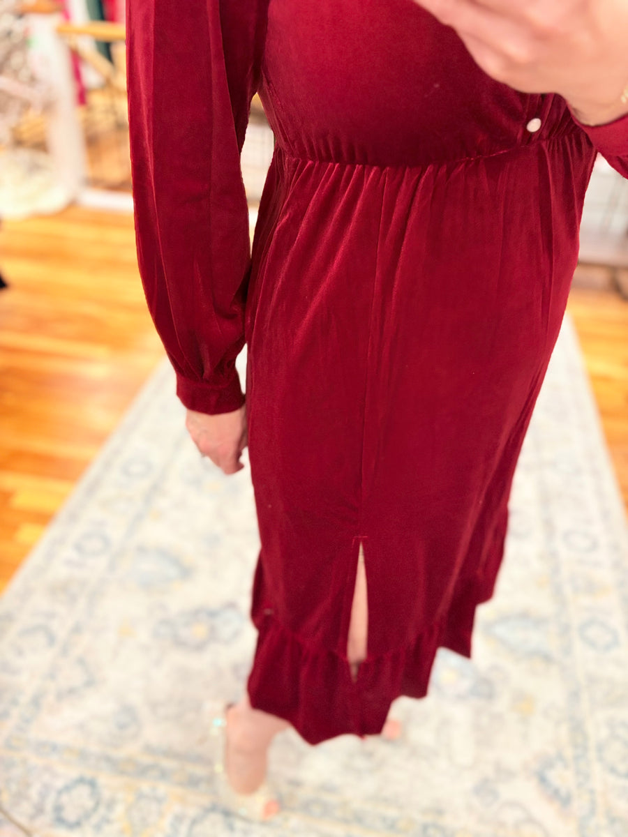 Red Velvet Midi Dress