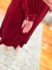 Red Velvet Midi Dress