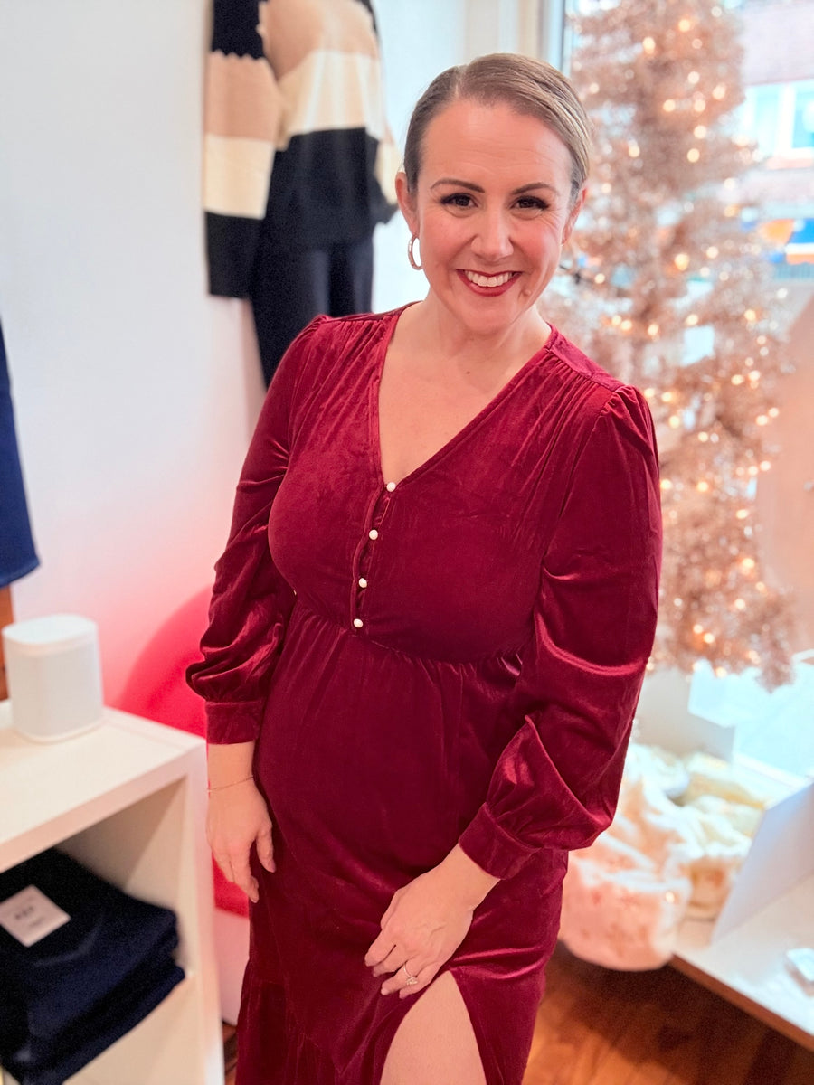 Red Velvet Midi Dress