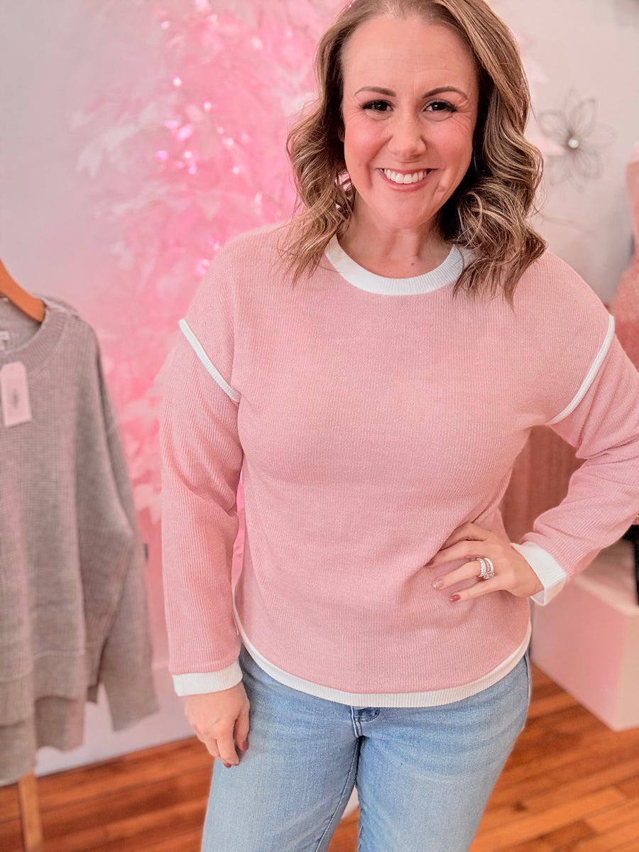Pink Contrast Sweater