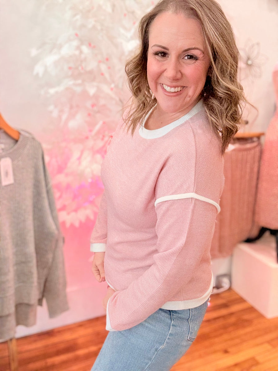 Pink Contrast Sweater
