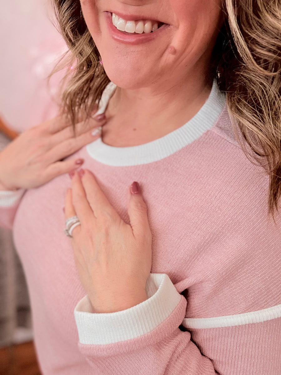 Pink Contrast Sweater