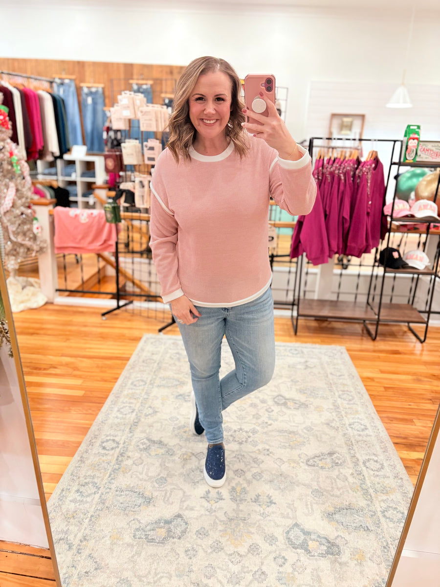 Pink Contrast Sweater