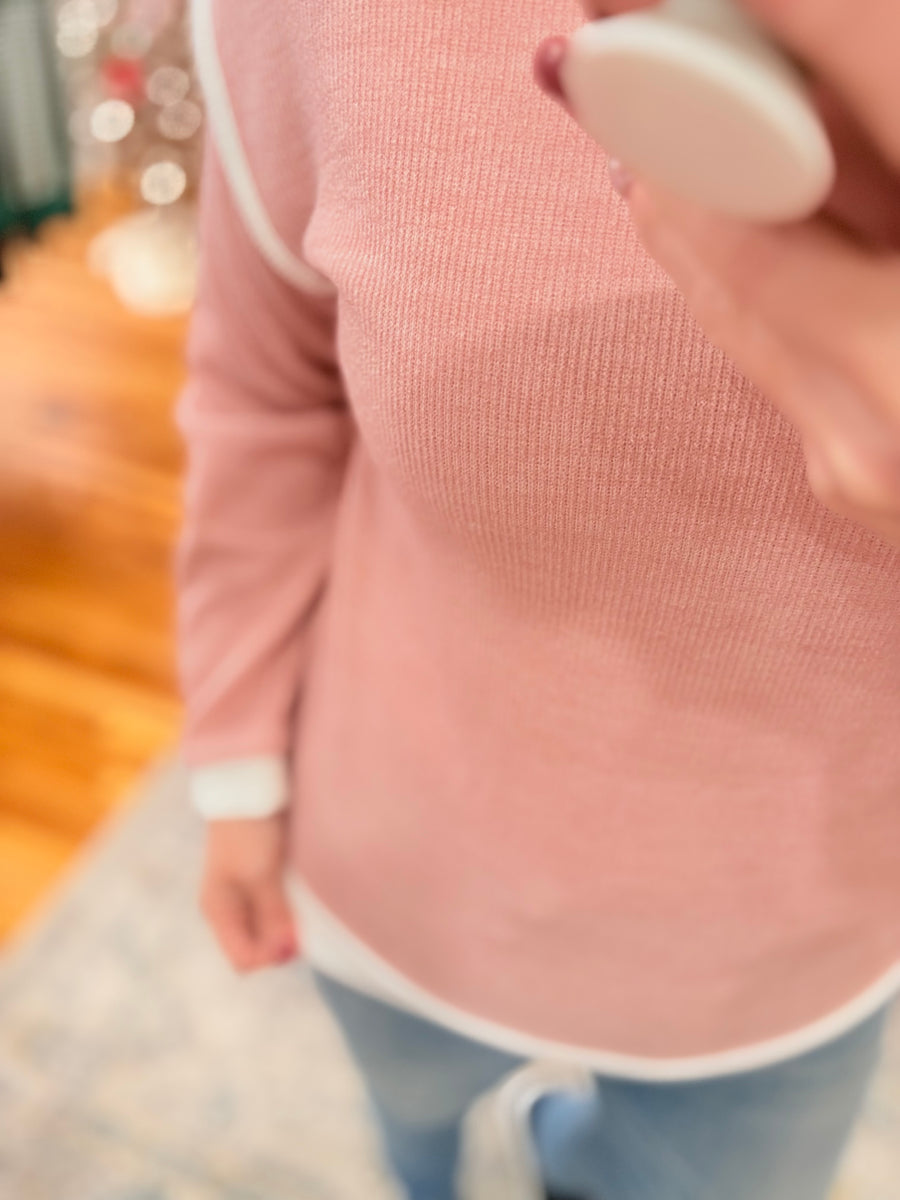 Pink Contrast Sweater