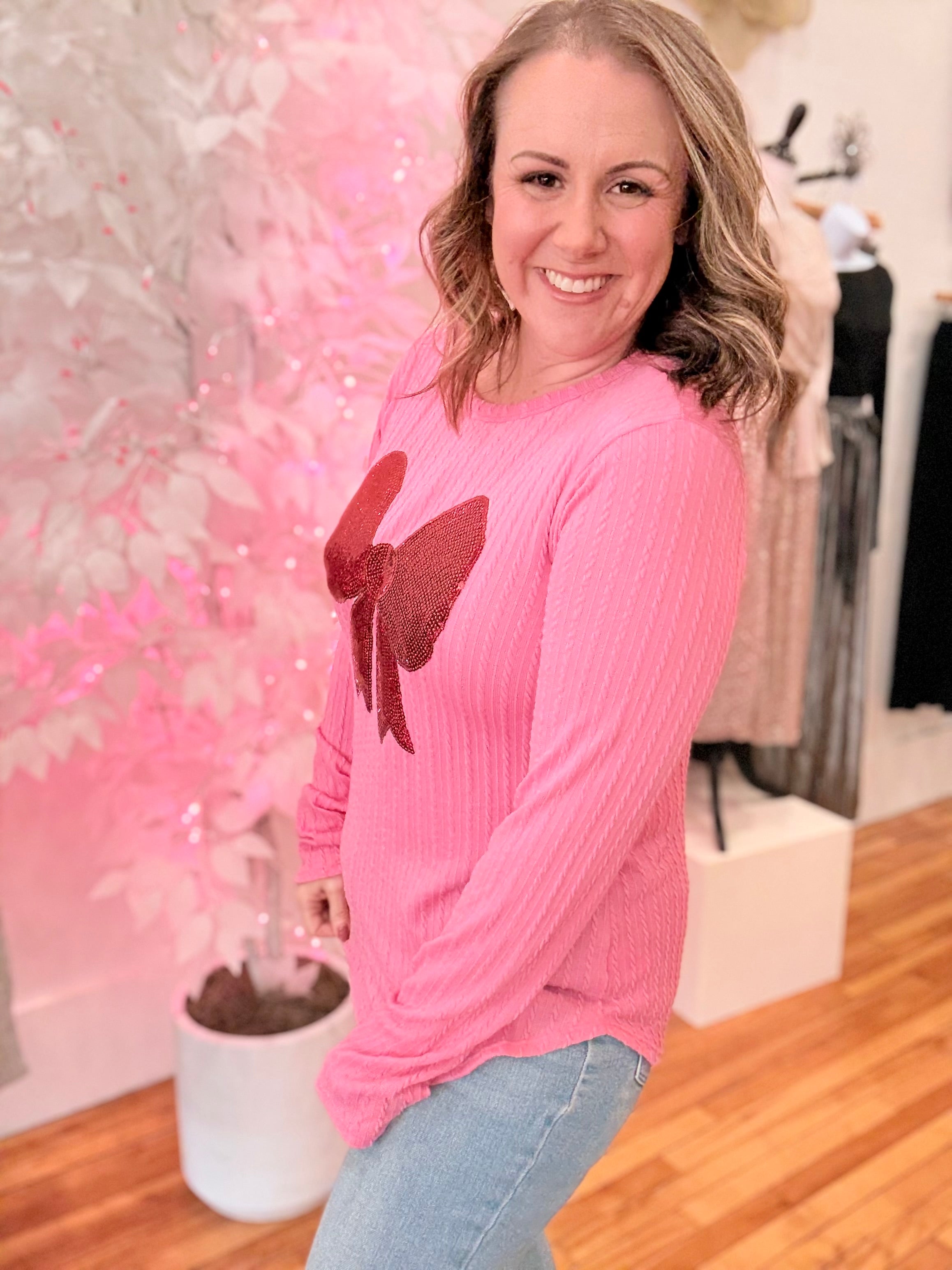 Bow Sequin Sweater