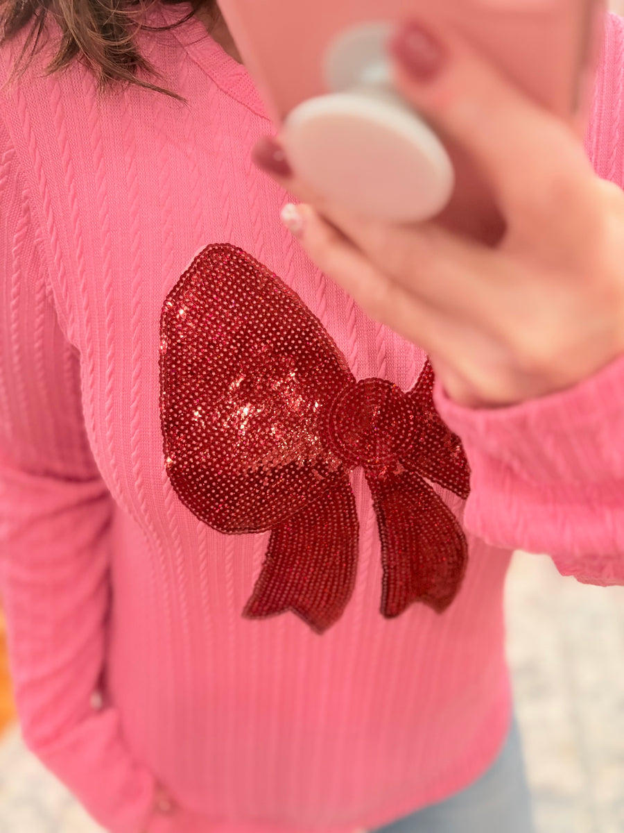 Bow Sequin Sweater
