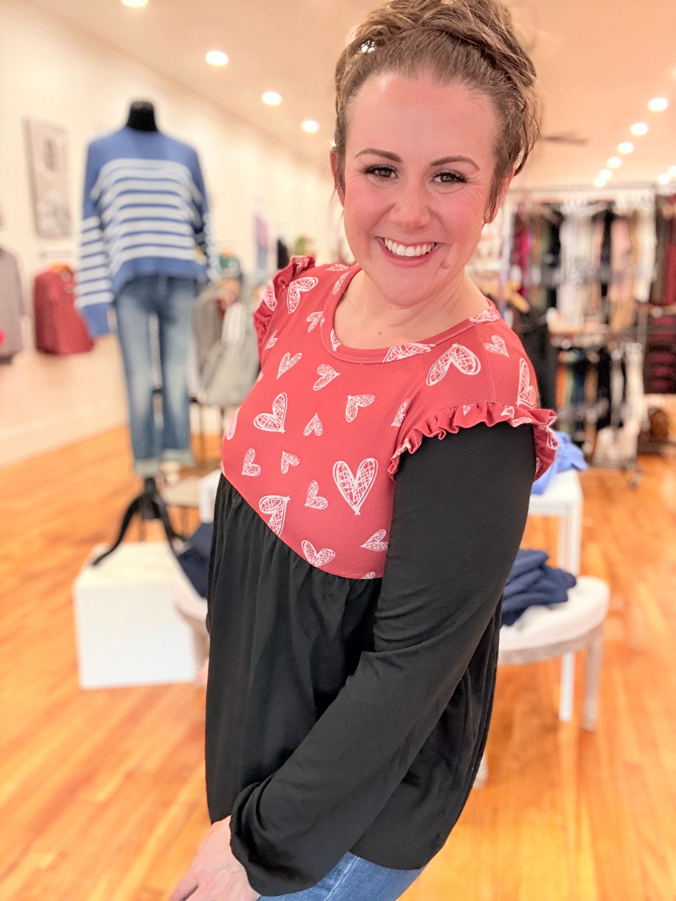 Heart Babydoll with Ruffle Sleeve