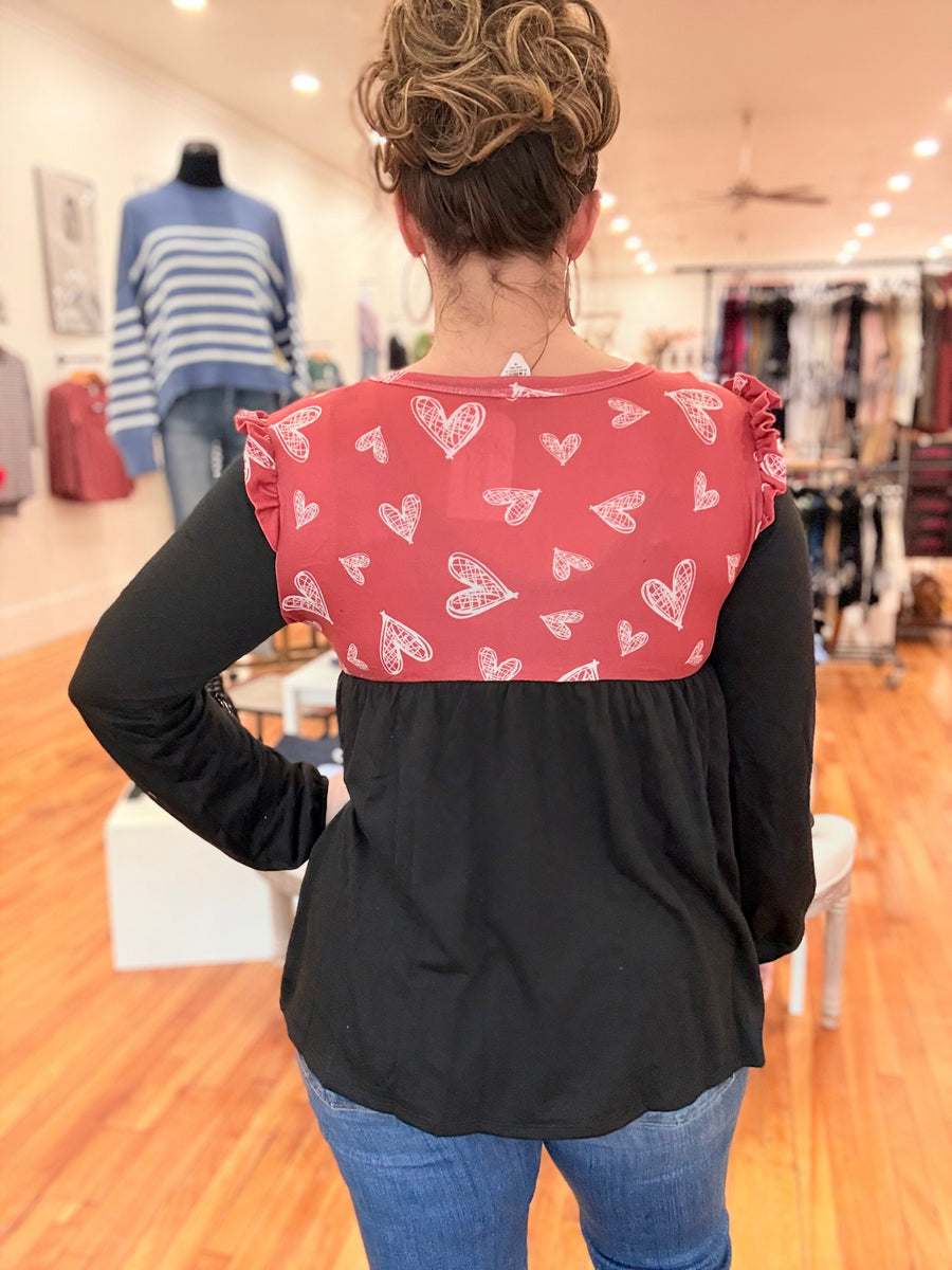 Heart Babydoll with Ruffle Sleeve