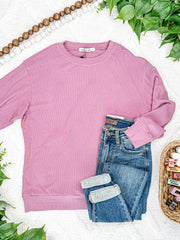 IN STOCK Corrine Ribbed Pullover Top - Pink