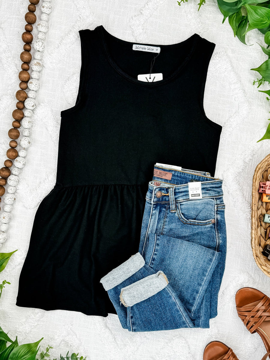 WAREHOUSE Renee Ruffle Tank - Black