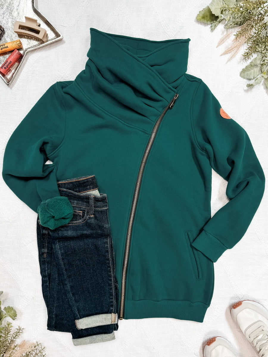 WAREHOUSE Quinn ZipUp Cowl - Evergreen