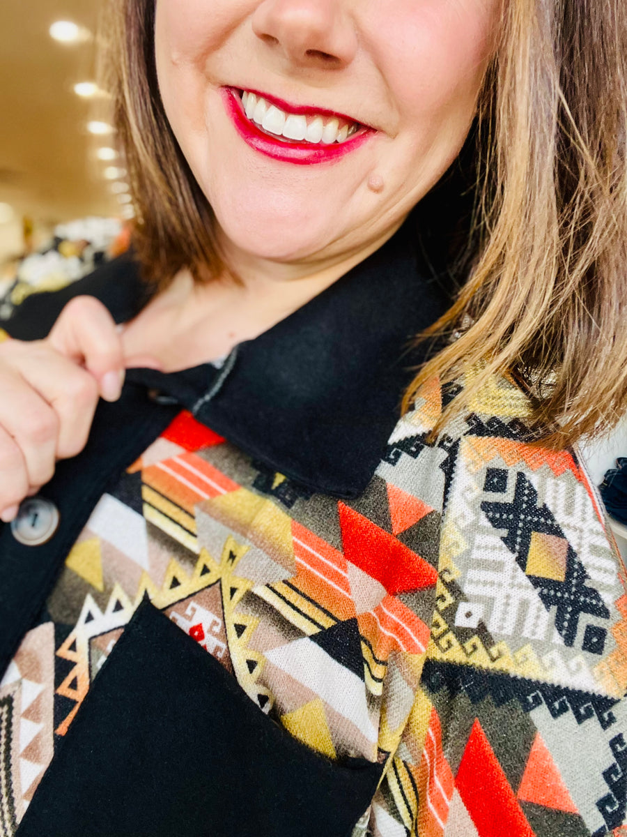 Aztec Print Shacket