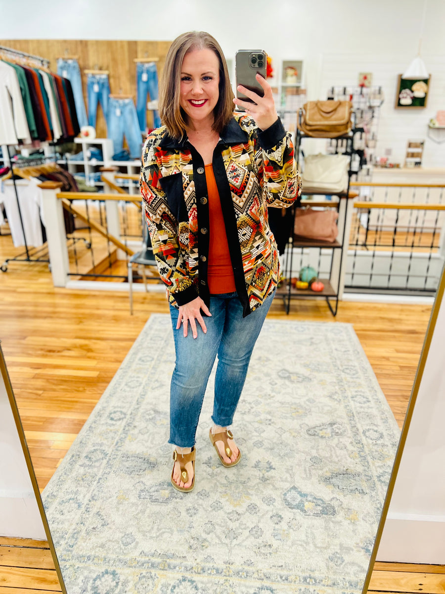 Aztec Print Shacket