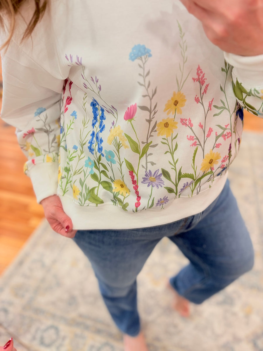 Wildflower Field Printed Pullover