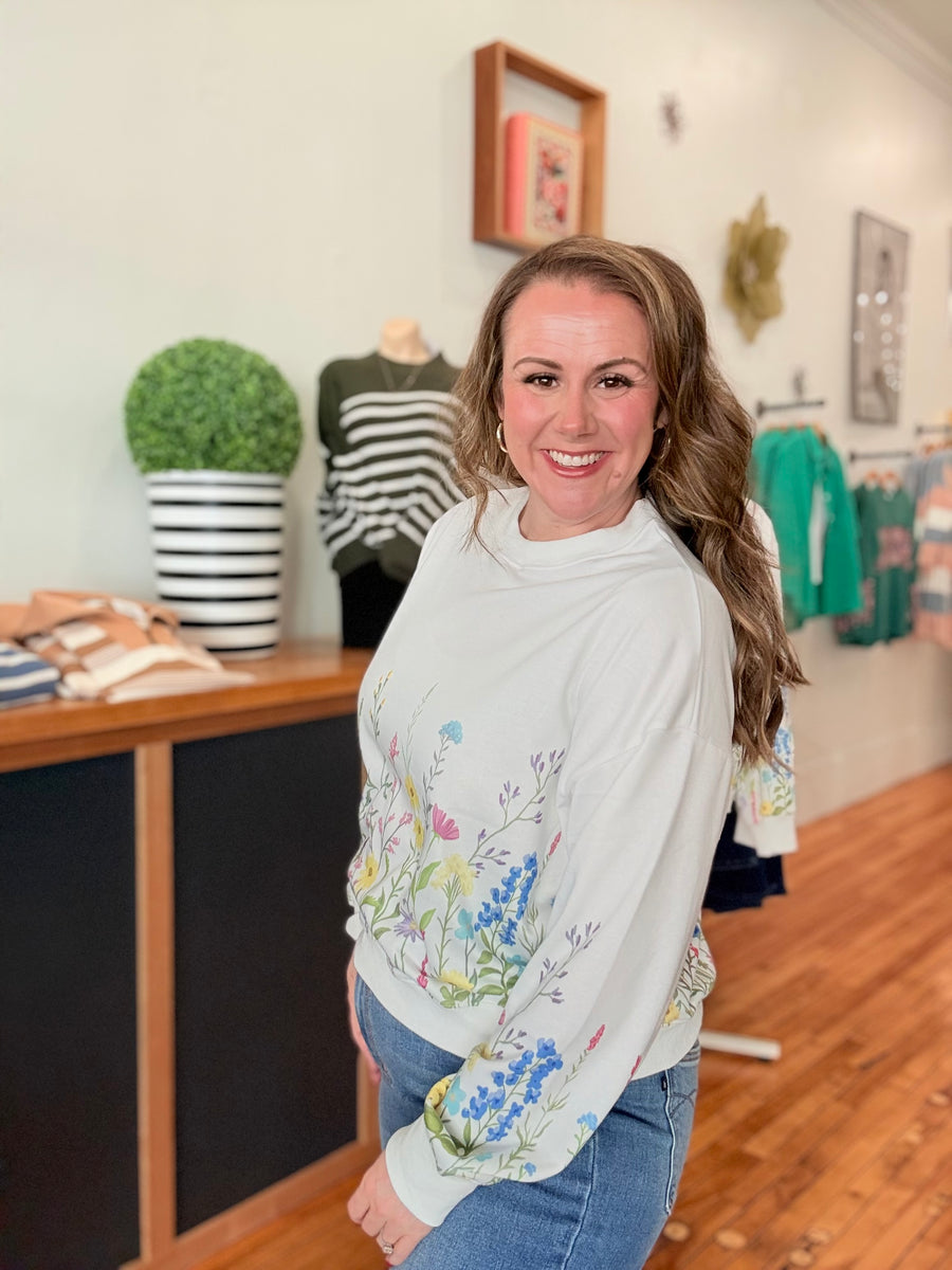 Wildflower Field Printed Pullover