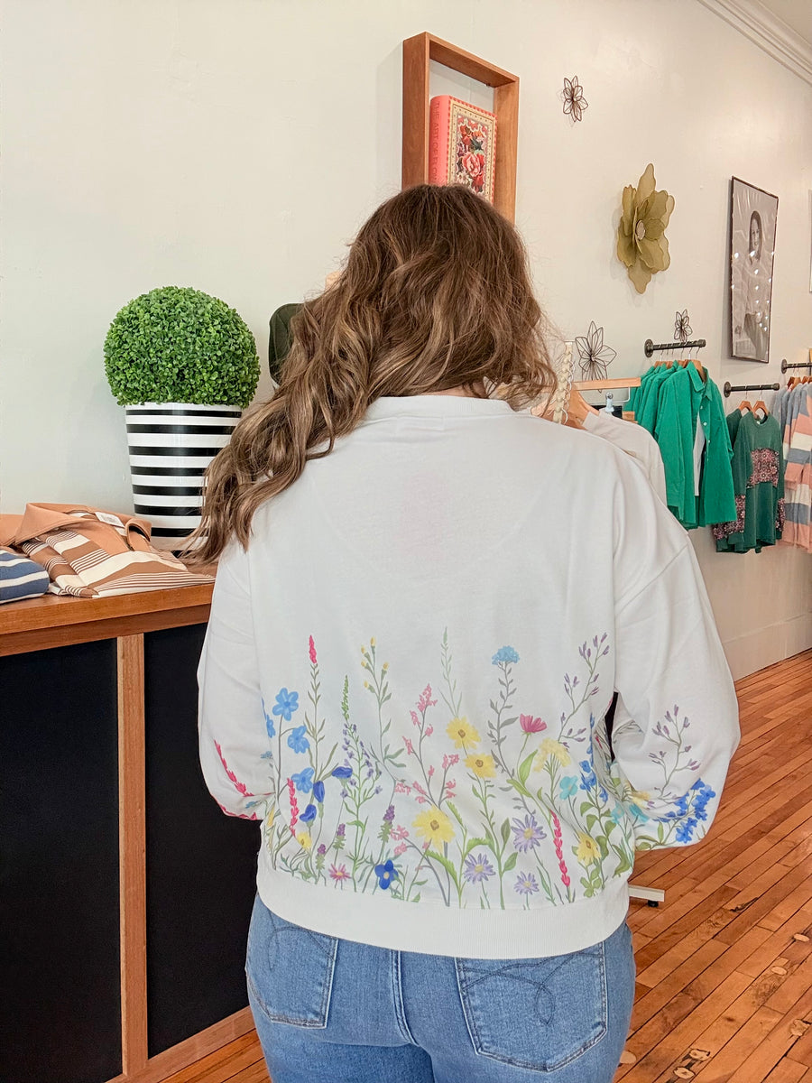 Wildflower Field Printed Pullover