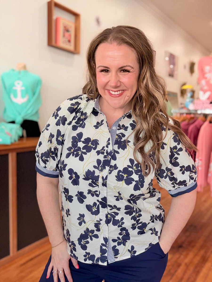 Coco Cabana Button Down- Navy