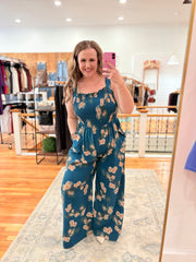 Make Your Move Romper- Teal Floral
