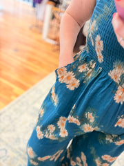 Make Your Move Romper- Teal Floral