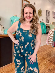 Make Your Move Romper- Teal Floral